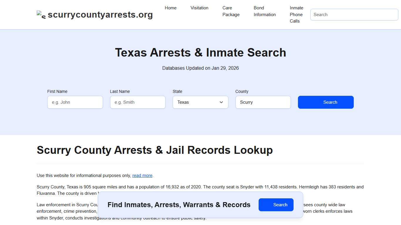 Scurry County, TX Arrests, Warrants, Police Records Search