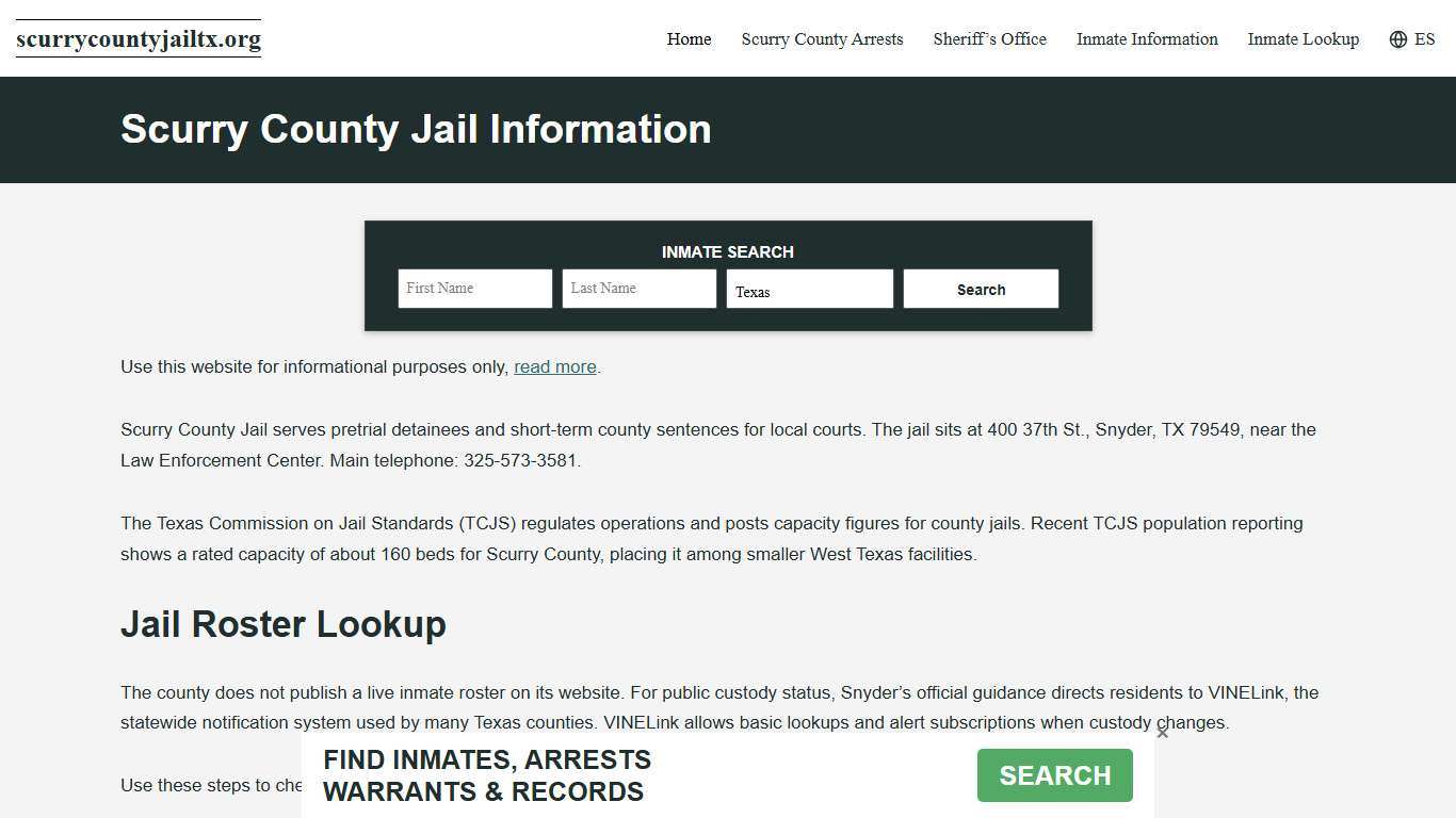 Scurry County, TX Jail Roster, Inmate Info